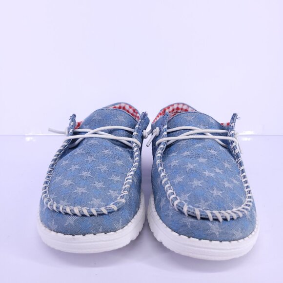 Hey Dude Wendy Arlington Women’s Size 7 Stars Blue - Red and Blue Speckle Sole - Picture 5 of 14